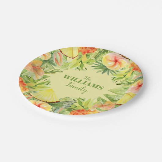 Tropische Blume Obstgarten Pappteller (Schrägansicht)