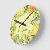 Tropische Blume Obstgarten Runde Wanduhr (Winkel)