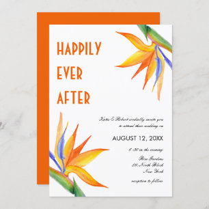 Tropische Blume Orange Modern Script Wedding Einladung