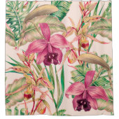Tropische Blume, Orchideen-Blume, Dschungel-Blätte Duschvorhang (Vorderseite)