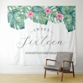 Tropische Blume Palm Blätter Foto Stand Hintergrun Wandteppich (Beispiel (Horizontal))