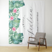 Tropische Blume Palm Blätter Foto Stand Hintergrun Wandteppich (Beispiel)