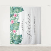 Tropische Blume Palm Blätter Foto Stand Hintergrun Wandteppich (Vorderseite)