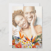 Tropische Blume Palm Blätter Moderne schicke Hochz Einladung (Rückseite)