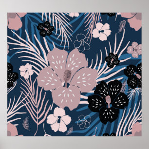 Tropische Blume Palm Blätter Textur Poster