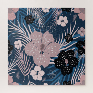 Tropische Blume Palm Blätter Textur Puzzle