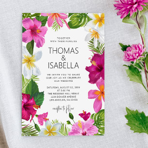 Tropische Blume   Palm Blätter Wedding Einladung