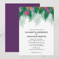 Tropische Blume & Palm Branch Hochzeit Einladung