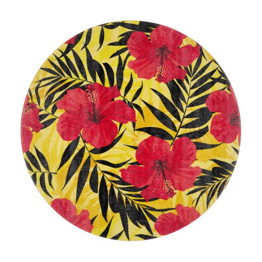 Tropische Blume Palmen Blätter, Vintage Muster. Schneidebrett (Vorderseite)