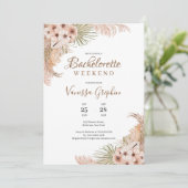 Tropische Blume Pampas Grass Bachelorette Einladung (Stehend Vorderseite)