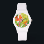 Tropische Blume | Paradiesvogel Armbanduhr<br><div class="desc">Tropische Blume 2 Künstler: Tim Oole</div>