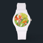 Tropische Blume | Paradiesvogel Armbanduhr<br><div class="desc">Tropische Blume 2 Künstler: Tim Oole</div>