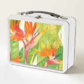 Tropische Blume | Paradiesvogel Metall Lunch Box (Vorderseite)