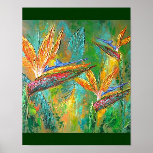 Tropische Blume Paradiesvögel Poster (Vorne)