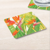 Tropische Blume | Paradiesvogel Rechteckiger Pappuntersetzer (angewinkelt)