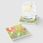 Tropische Blume | Paradiesvogel Steinuntersetzer (Seitenansicht)