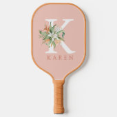 Tropische Blume personalisierbare Monogramm Pickleball Schläger (Vorderseite)