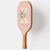 Tropische Blume personalisierbare Monogramm Pickleball Schläger (Links)