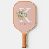 Tropische Blume personalisierbare Monogramm Pickleball Schläger (Rückseite)