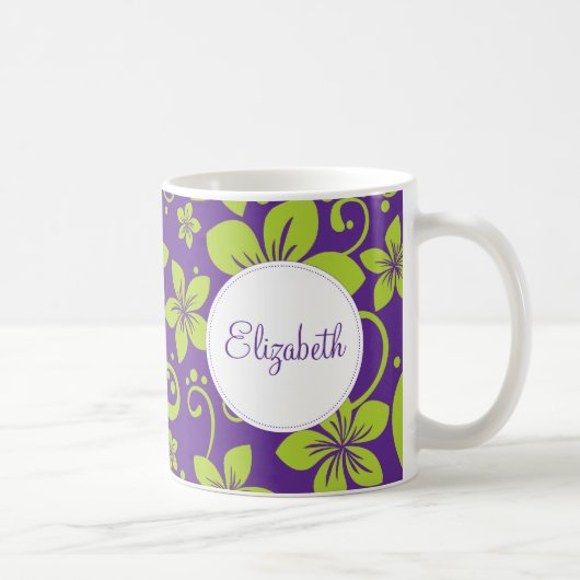 Tropische Blume personalisierte Umarmung Kaffeetasse (Rechts)