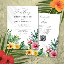 Tropische Blume QR-Code Hochzeit