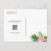 Tropische Blume QR-Code Hochzeit Einladungspostkarte (Rückseite)