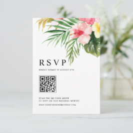 Tropische Blume QR-Code Hochzeit RSVP Karte