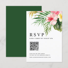 Tropische Blume QR-Code Hochzeit RSVP Karte