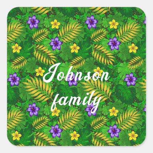 tropische Blume Quadratischer Aufkleber (Vorderseite)