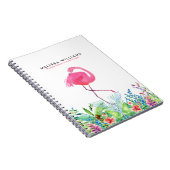 Tropische Blume Rand & rosa Flamingo Notizblock (Rechte Seite)
