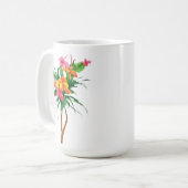 Tropische Blume rosa gelb Kaffeetasse (Vorderseite Links)
