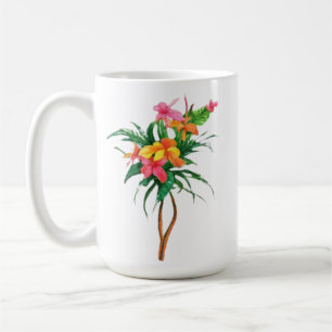 Tropische Blume rosa gelb Kaffeetasse