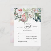 Tropische Blume Rosa Hochzeitsfeier RSVP Karte (Vorne/Hinten)