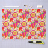 Tropische Blume Rosa Orangefarbenes Blatt Muster Seidenpapier (Handwerk)