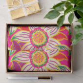 Tropische Blume Rosa Orangefarbenes Blatt Muster Seidenpapier (Geschenk)