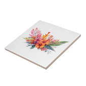 tropische Blume Rosa Pfirsichgelb Orange Fliese (Seite)