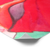 Tropische Blume Roter Hibiskus Aquarellkunst Poster (Ecke)