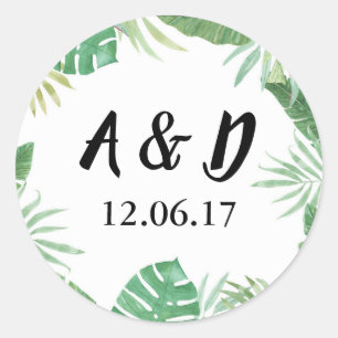 Tropische Blume Rustikale Sticker Palm Verließ Lab