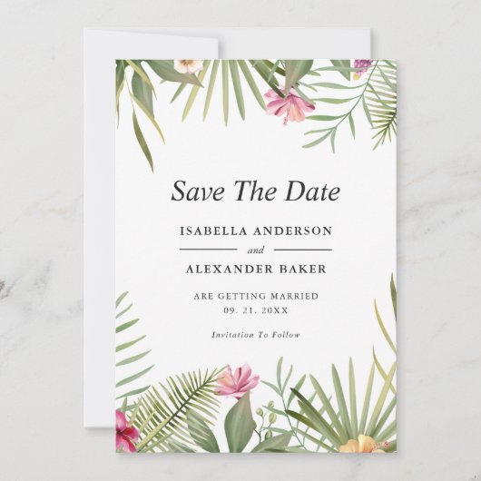 Tropische Blume Save The Date (Vorderseite)