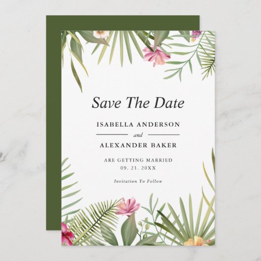 Tropische Blume Save The Date (Vorne/Hinten)