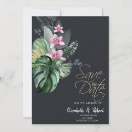 Tropische Blume Save the Date dunkel