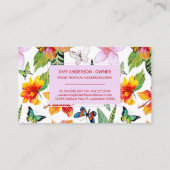 Tropische Blume & Schmetterlinge Visitenkarte (Rückseite)