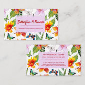 Tropische Blume & Schmetterlinge Visitenkarte (Vorne/Hinten)