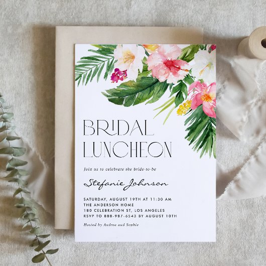 Tropische Blume Sommer Bridal Mittagessen Einladung