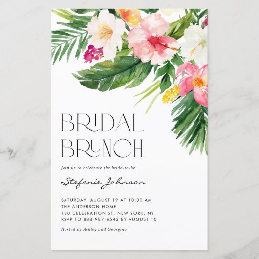 Tropische Blume Sommerbrunch Einladung (Vorderseite)