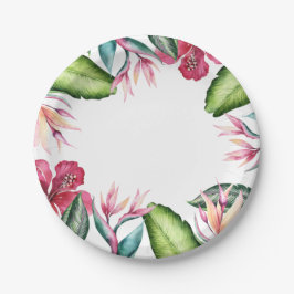 Tropische Blume Sommerinsel Blätter Pappteller