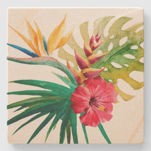 Tropische Blume Stone Untersetzer (Vorderseite)