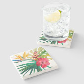 Tropische Blume Stone Untersetzer (Seitenansicht)