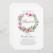 Tropische Blume süß 16. Rosa Blütenfarbe Einladung (Vorne/Hinten)