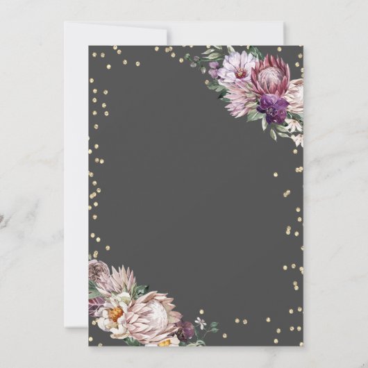 Tropische Blume Tiara Diamonds Gray Quinceañera Einladung (Rückseite)